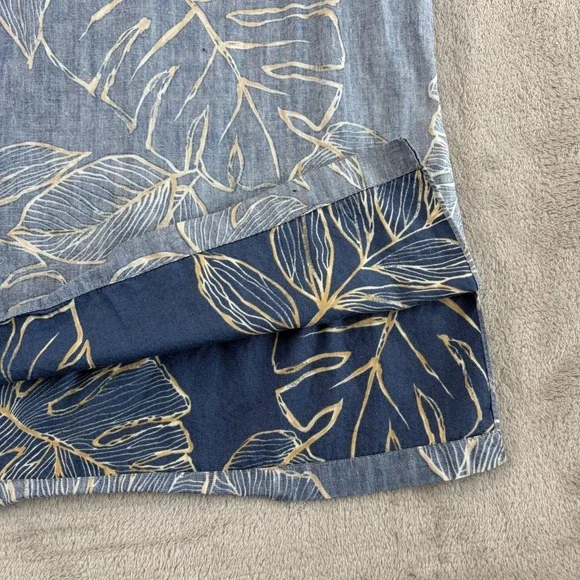 Tori Richard Hawaiian PopOver Shirt in Blue Reverse Print Men Large Blue Floral - Picture 3 of 7